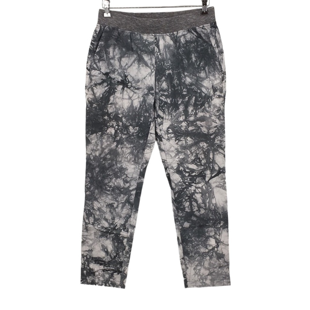 Cabi Gray White Marble Tie Dye Cotton Jogger Crop Pants Womens Small Pull On